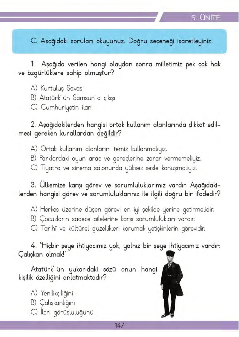 3. Sınıf Hayat Bilgisi Ders Kitabı Cevapları Meb Yayınları 2 Sayfa 147