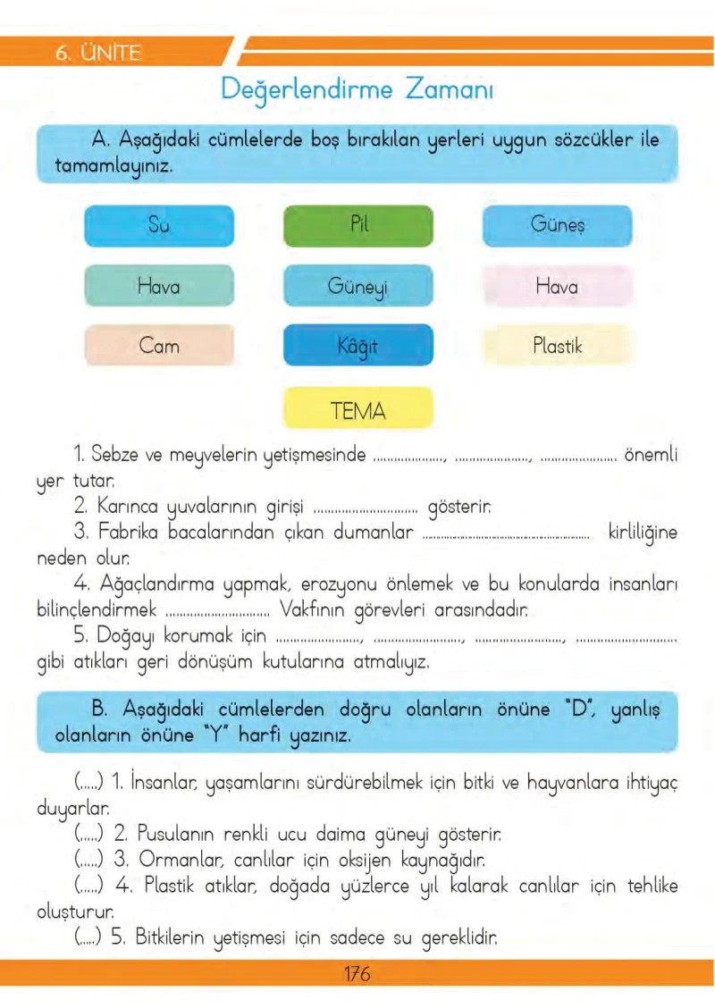 3. Sınıf Hayat Bilgisi Ders Kitabı Cevapları Meb Yayınları 2 Sayfa 176