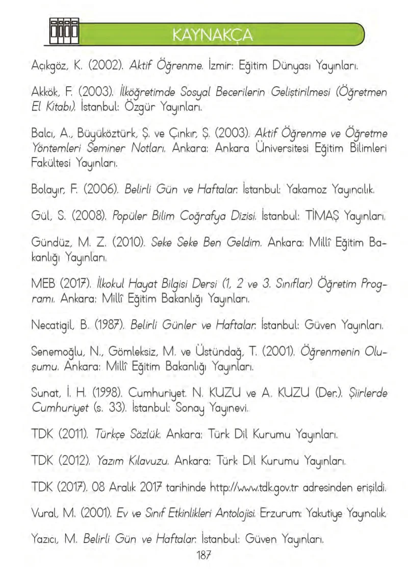 3. Sınıf Hayat Bilgisi Ders Kitabı Cevapları Meb Yayınları 2 Sayfa 187