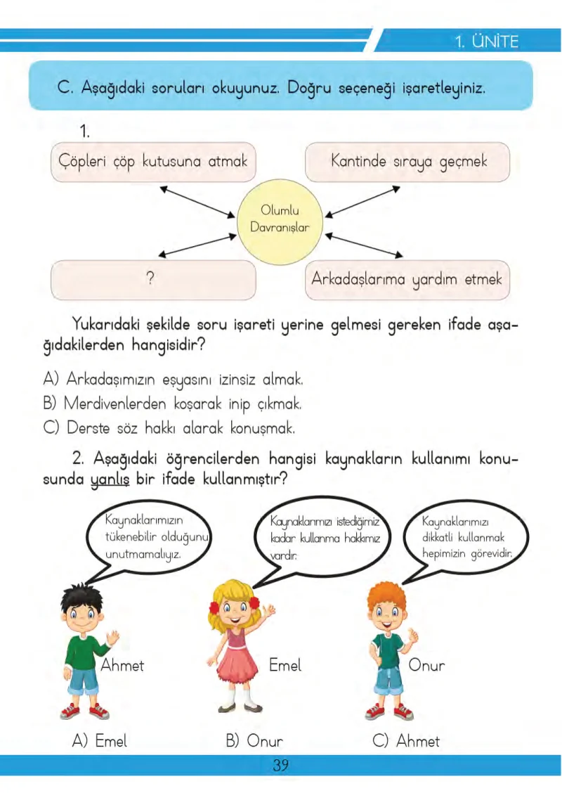 3. Sınıf Hayat Bilgisi Ders Kitabı Cevapları Meb Yayınları 2 Sayfa 39