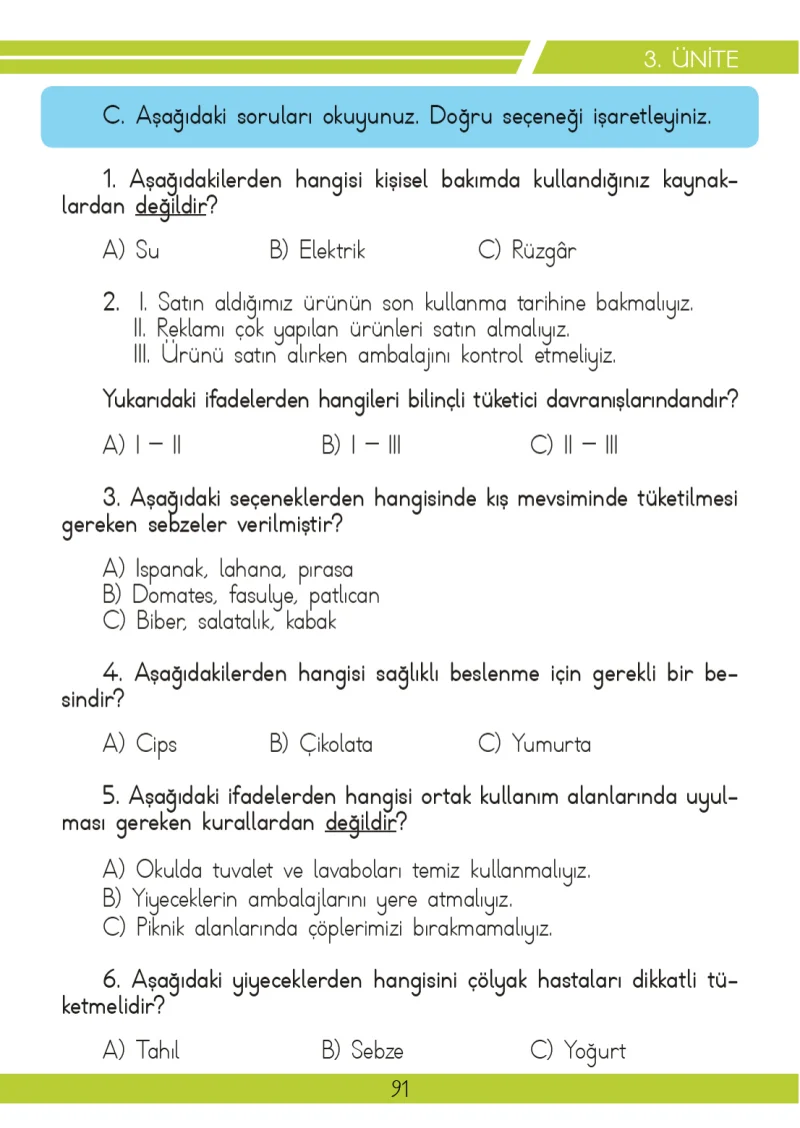 3. Sınıf Hayat Bilgisi Ders Kitabı Cevapları Meb Yayınları 2 Sayfa 91