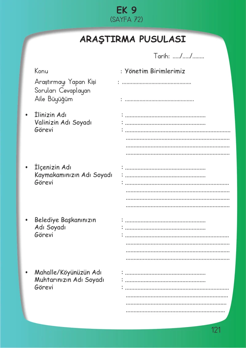 3. Sınıf Hayat Bilgisi Ders Kitabı Cevapları Meb Yayınları Çalışma Kitabı 1. Kitap Sayfa 121