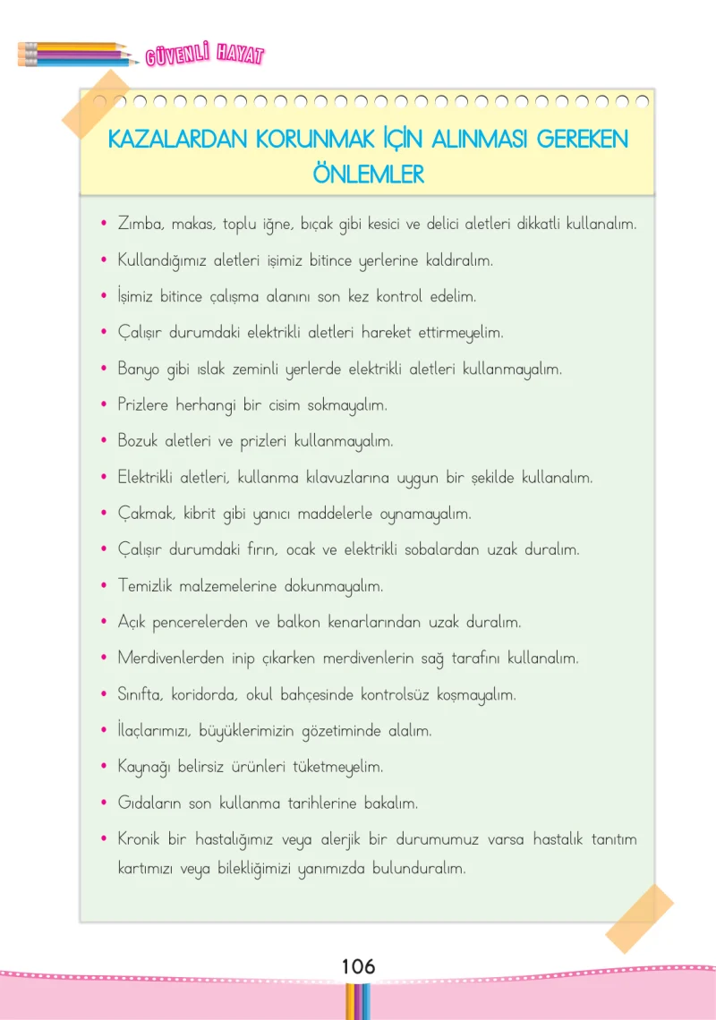 3. Sınıf Hayat Bilgisi Ders Kitabı Cevapları Pasifik Yayınları Sayfa 106