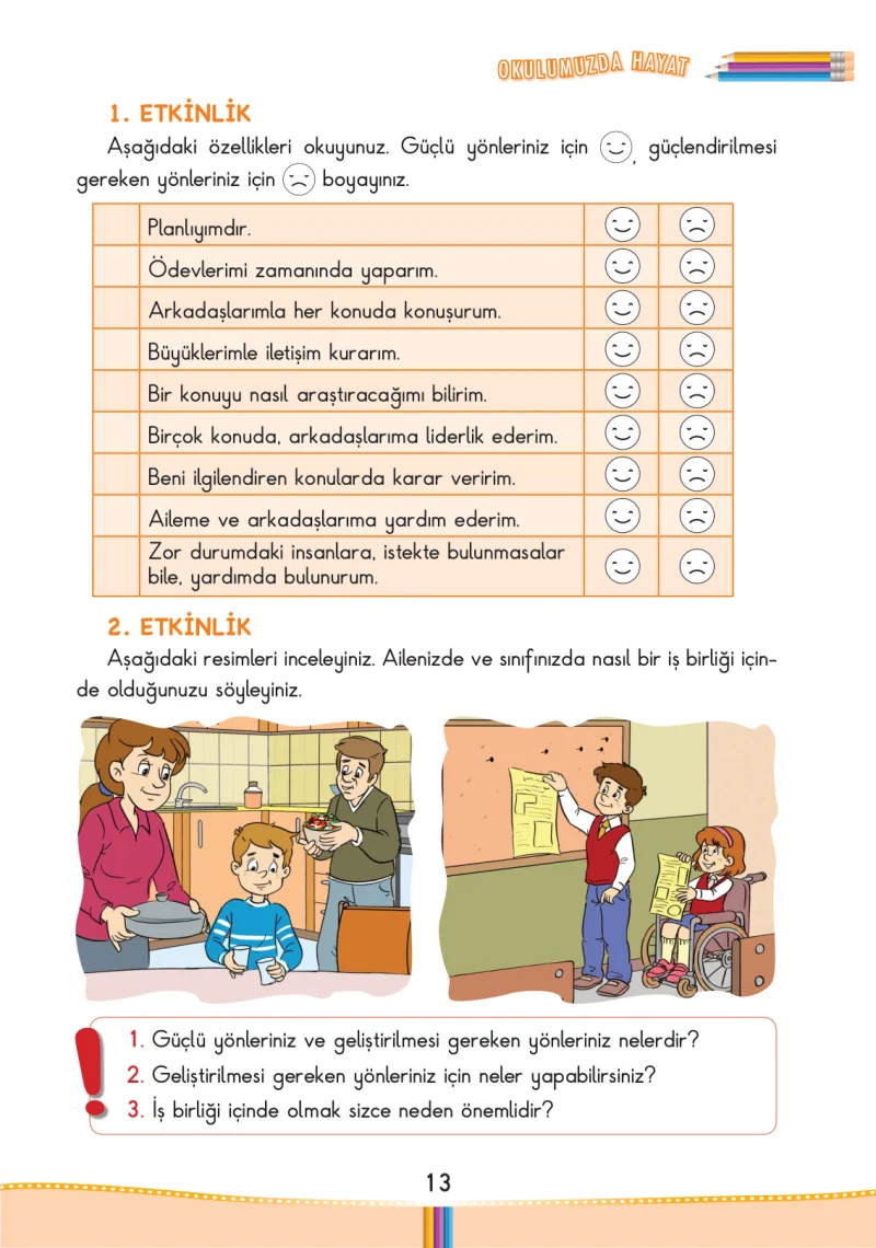3. Sınıf Hayat Bilgisi Ders Kitabı Cevapları Pasifik Yayınları Sayfa 13