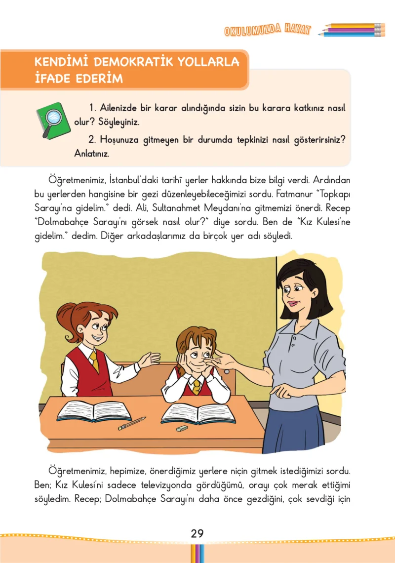 3. Sınıf Hayat Bilgisi Ders Kitabı Cevapları Pasifik Yayınları Sayfa 29