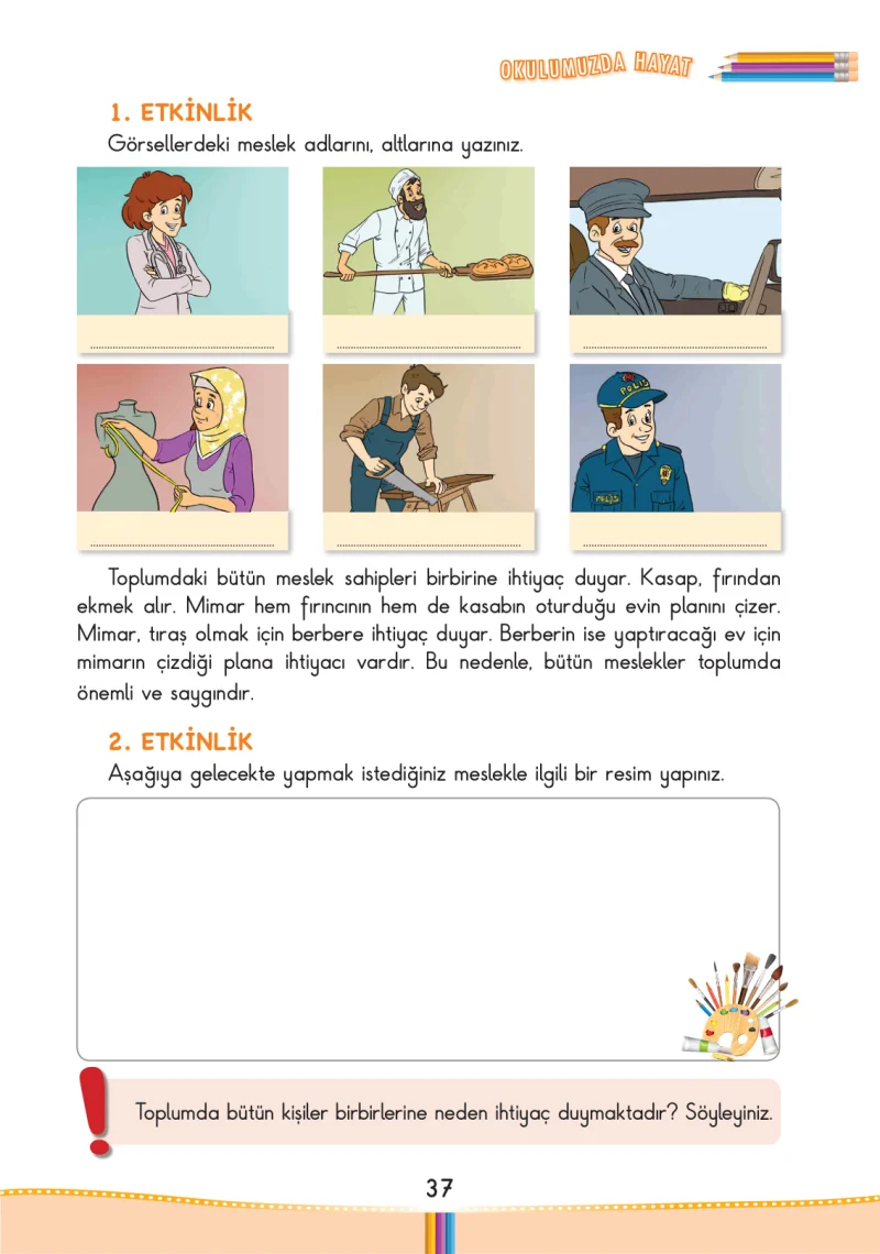 3. Sınıf Hayat Bilgisi Ders Kitabı Cevapları Pasifik Yayınları Sayfa 37
