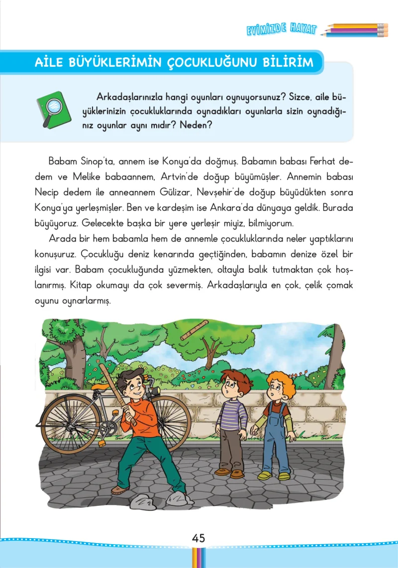 3. Sınıf Hayat Bilgisi Ders Kitabı Cevapları Pasifik Yayınları Sayfa 45