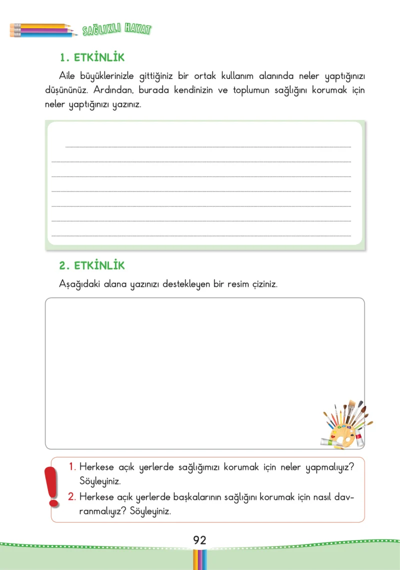 3. Sınıf Hayat Bilgisi Ders Kitabı Cevapları Pasifik Yayınları Sayfa 92