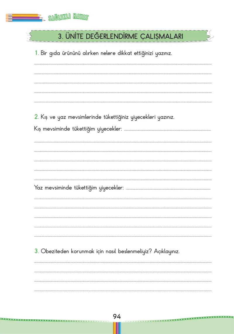 3. Sınıf Hayat Bilgisi Ders Kitabı Cevapları Pasifik Yayınları Sayfa 94