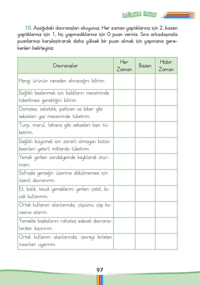 3. Sınıf Hayat Bilgisi Ders Kitabı Cevapları Pasifik Yayınları Sayfa 97