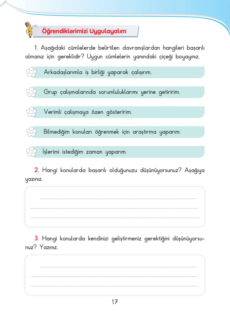 3. Sınıf Hayat Bilgisi Ders Kitabı Cevapları SDR İpekyolu Yayınları Sayfa 17