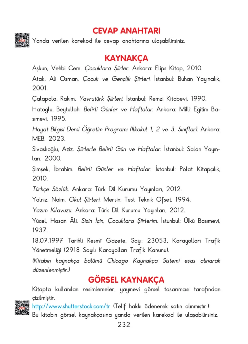 3. Sınıf Hayat Bilgisi Ders Kitabı Cevapları SDR İpekyolu Yayınları Sayfa 232