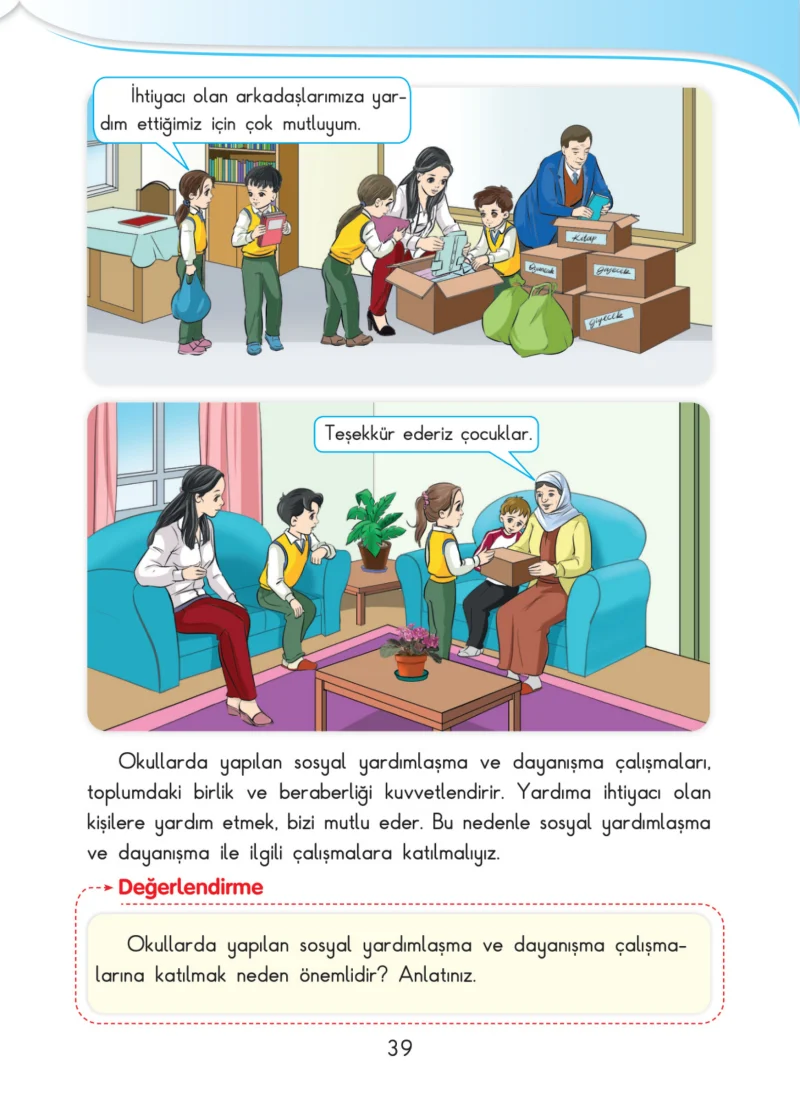 3. Sınıf Hayat Bilgisi Ders Kitabı Cevapları SDR İpekyolu Yayınları Sayfa 39