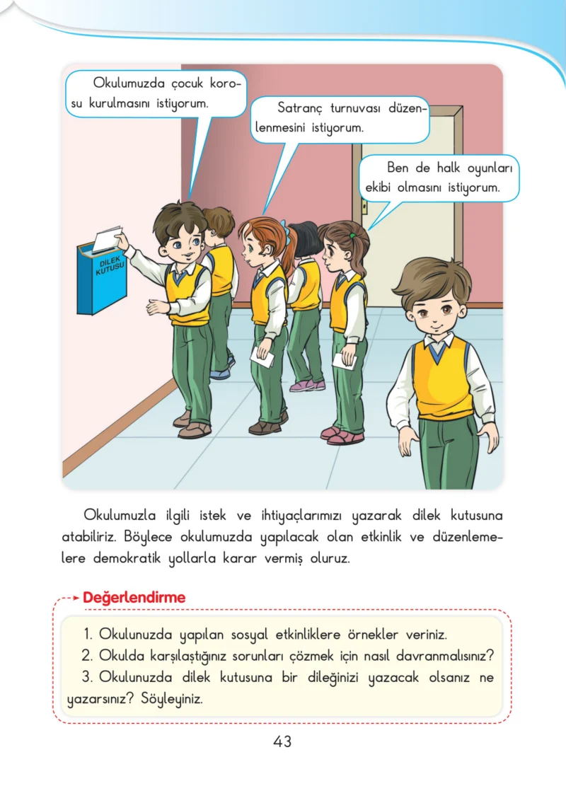 3. Sınıf Hayat Bilgisi Ders Kitabı Cevapları SDR İpekyolu Yayınları Sayfa 43