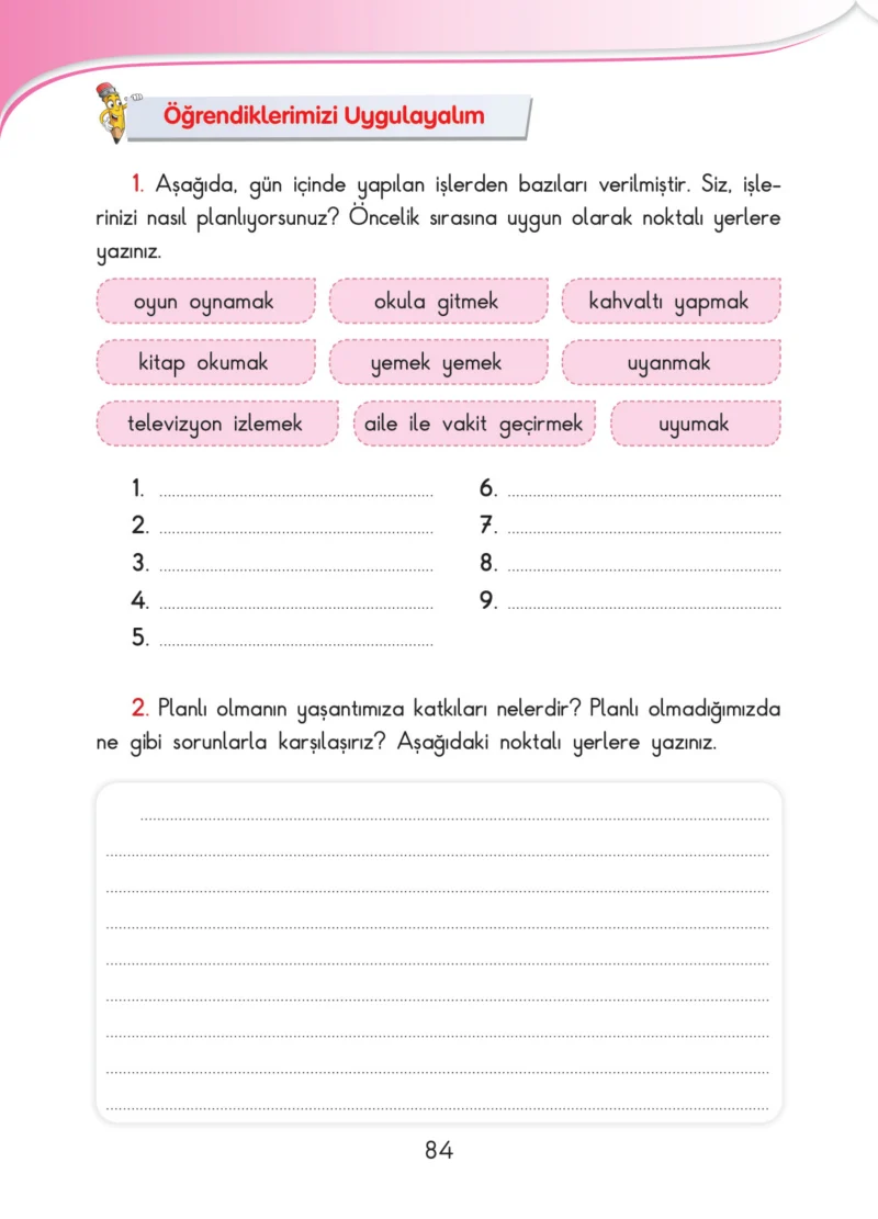 3. Sınıf Hayat Bilgisi Ders Kitabı Cevapları SDR İpekyolu Yayınları Sayfa 84