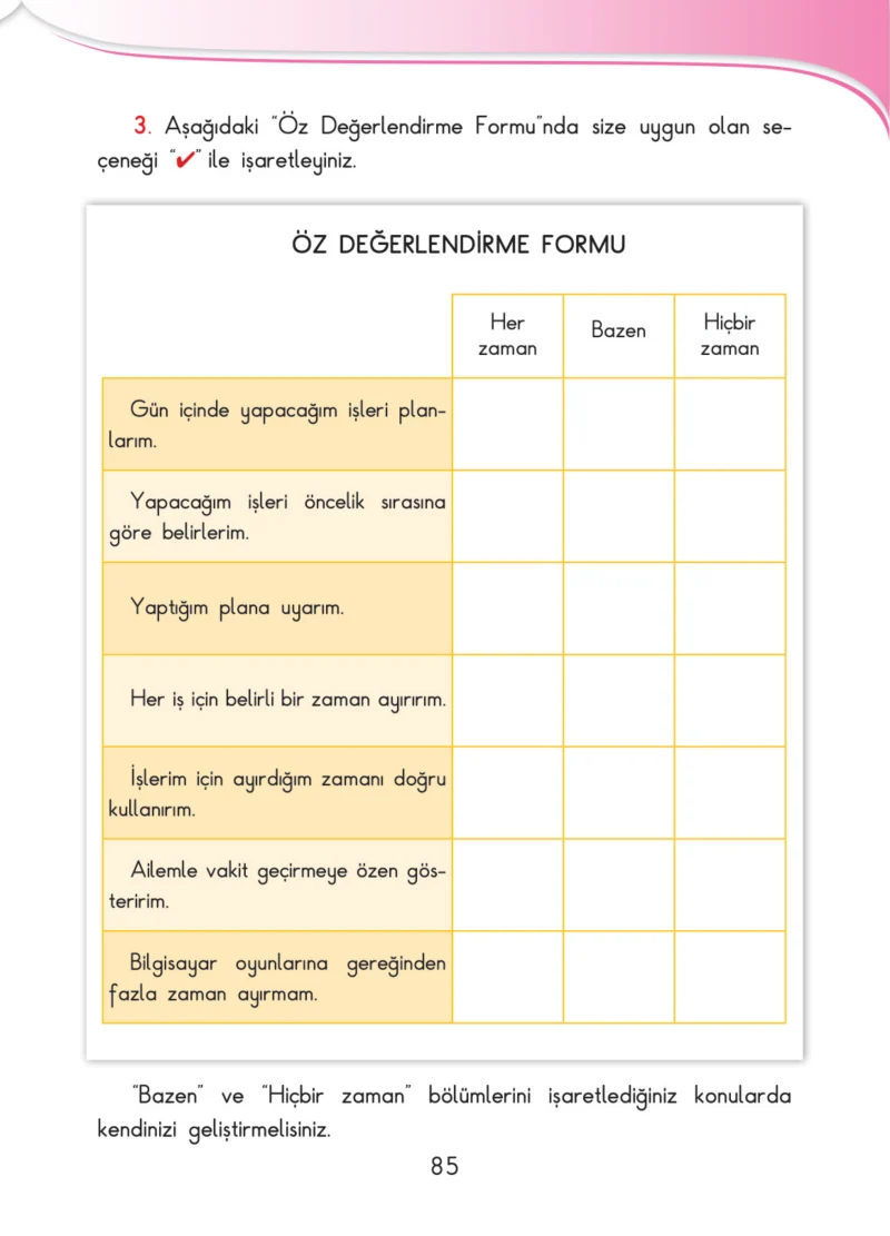 3. Sınıf Hayat Bilgisi Ders Kitabı Cevapları SDR İpekyolu Yayınları Sayfa 85