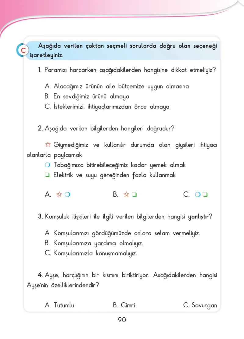 3. Sınıf Hayat Bilgisi Ders Kitabı Cevapları SDR İpekyolu Yayınları Sayfa 90