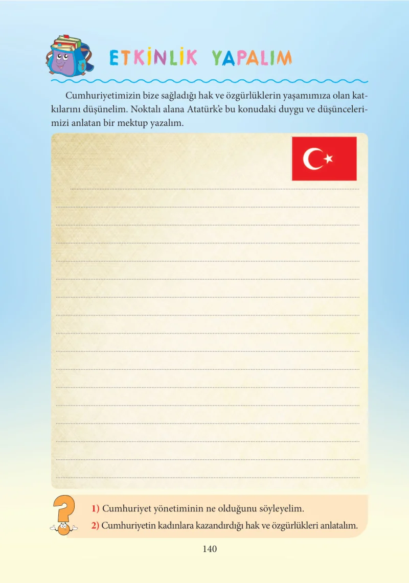 3. Sınıf Hayat Bilgisi Ders Kitabı Cevapları Tuna Yayınları Sayfa 140