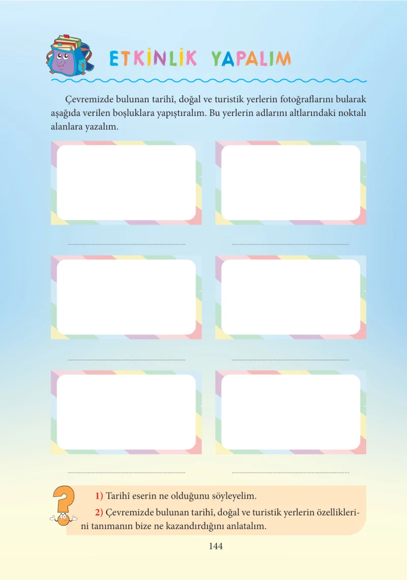 3. Sınıf Hayat Bilgisi Ders Kitabı Cevapları Tuna Yayınları Sayfa 144
