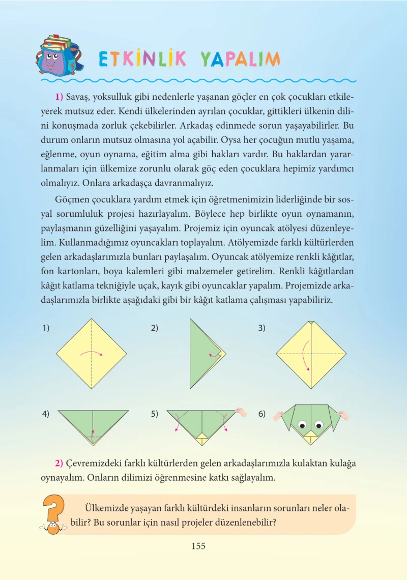 3. Sınıf Hayat Bilgisi Ders Kitabı Cevapları Tuna Yayınları Sayfa 155