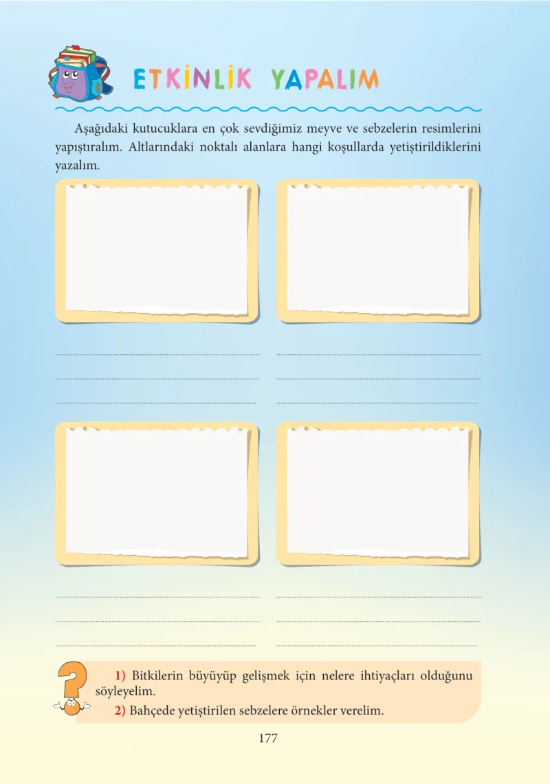 3. Sınıf Hayat Bilgisi Ders Kitabı Cevapları Tuna Yayınları Sayfa 177