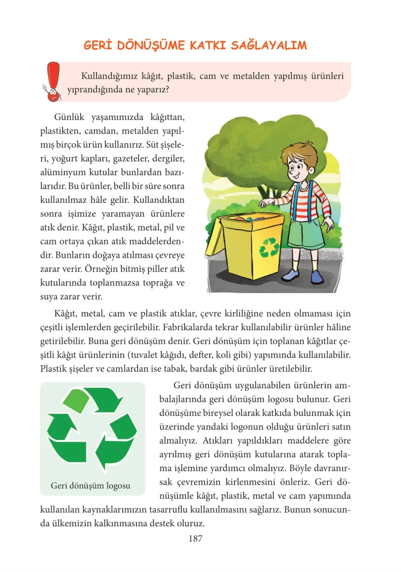 3. Sınıf Hayat Bilgisi Ders Kitabı Cevapları Tuna Yayınları Sayfa 187