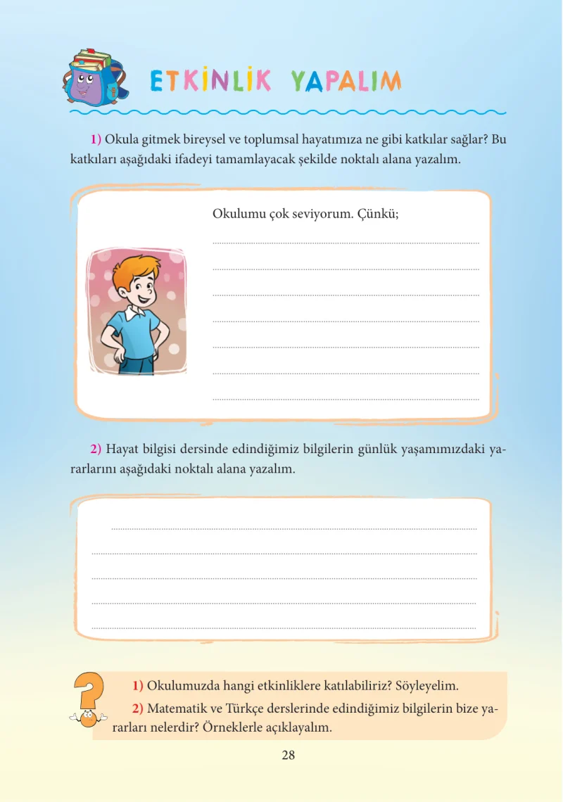 3. Sınıf Hayat Bilgisi Ders Kitabı Cevapları Tuna Yayınları Sayfa 28