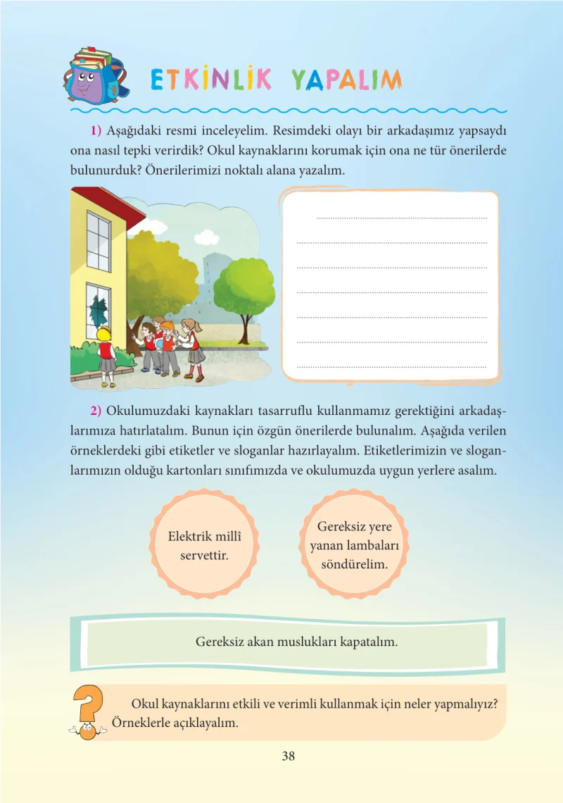 3. Sınıf Hayat Bilgisi Ders Kitabı Cevapları Tuna Yayınları Sayfa 38