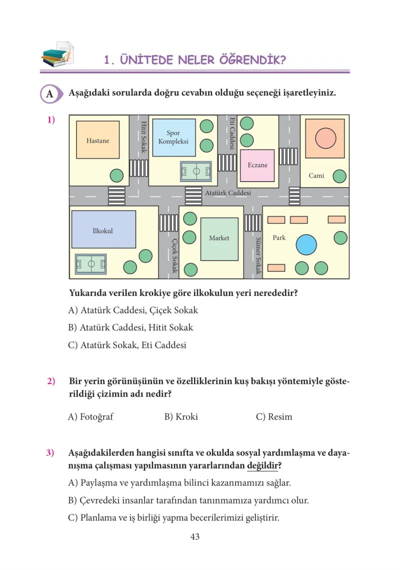 3. Sınıf Hayat Bilgisi Ders Kitabı Cevapları Tuna Yayınları Sayfa 43