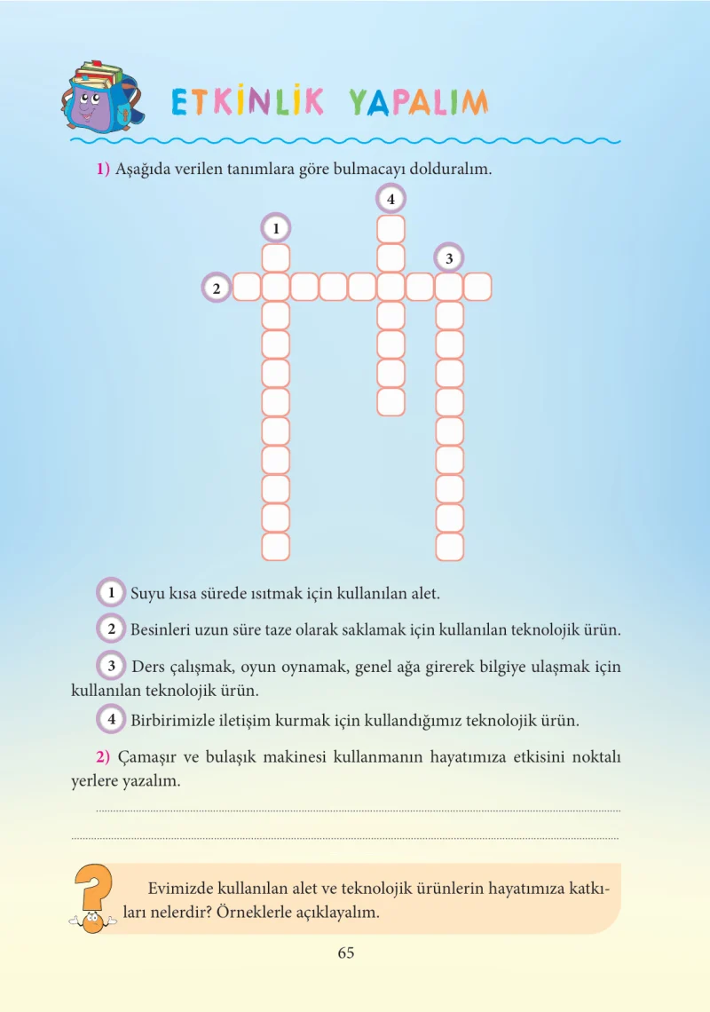 3. Sınıf Hayat Bilgisi Ders Kitabı Cevapları Tuna Yayınları Sayfa 65