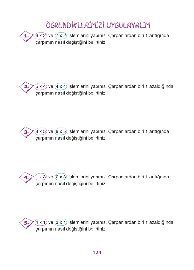 3. Sınıf Matematik Ders Kitabı Cevapları Ada Yayınları Sayfa 124