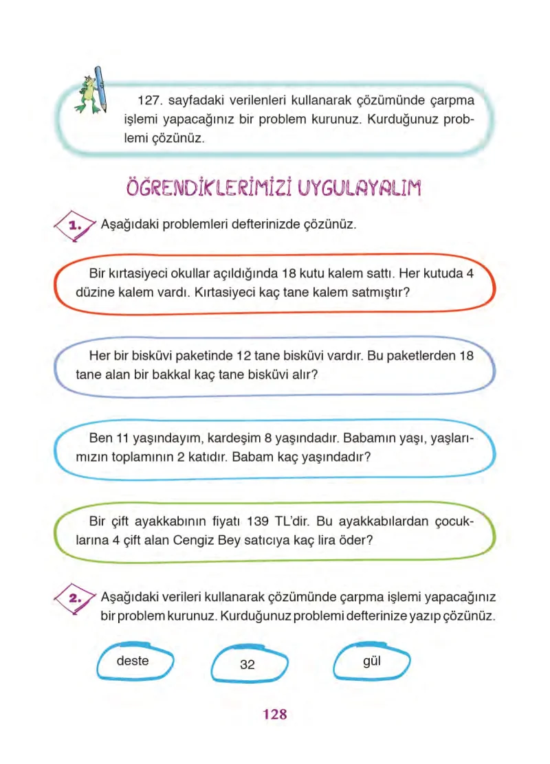 3. Sınıf Matematik Ders Kitabı Cevapları Ada Yayınları Sayfa 128