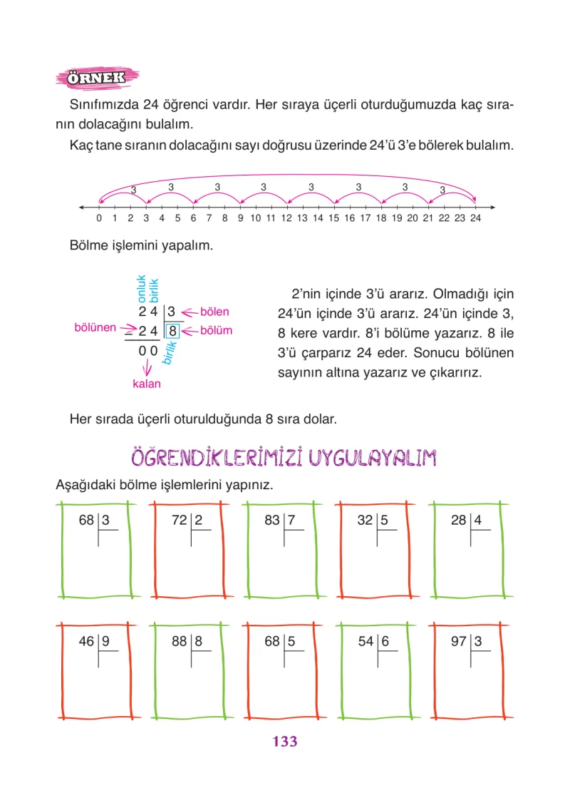 3. Sınıf Matematik Ders Kitabı Cevapları Ada Yayınları Sayfa 133