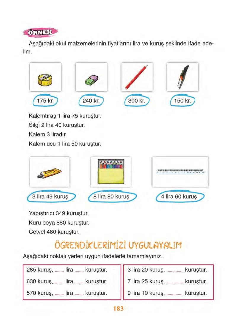 3. Sınıf Matematik Ders Kitabı Cevapları Ada Yayınları Sayfa 183