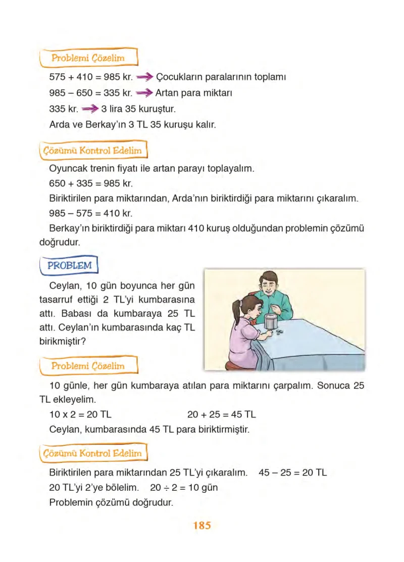 3. Sınıf Matematik Ders Kitabı Cevapları Ada Yayınları Sayfa 185