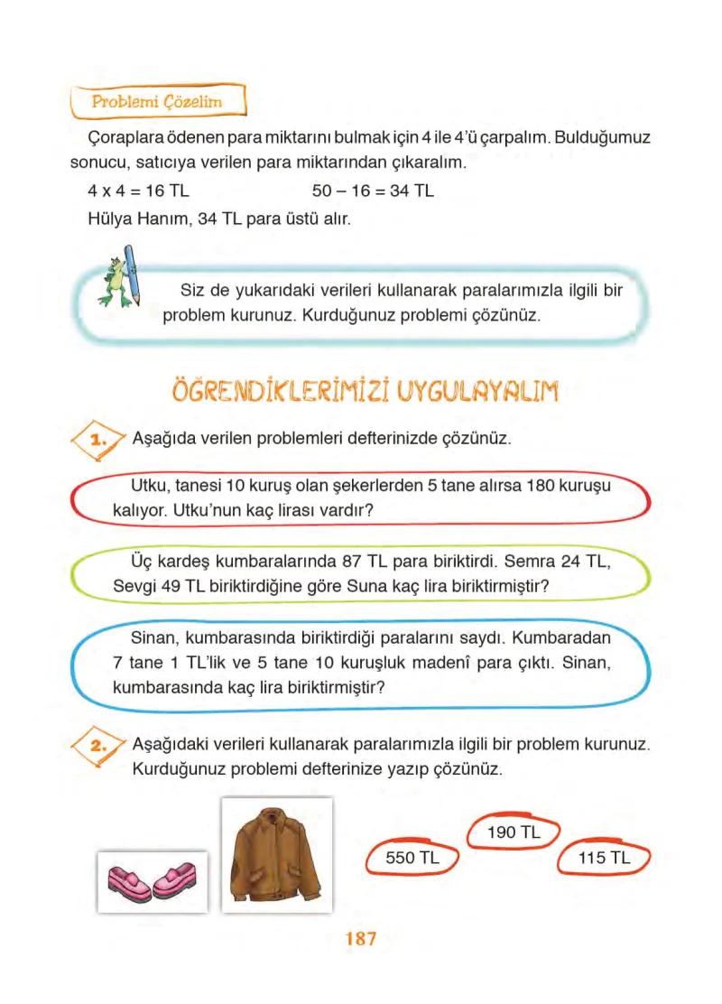 3. Sınıf Matematik Ders Kitabı Cevapları Ada Yayınları Sayfa 187