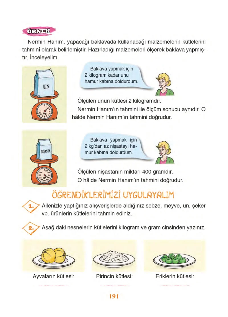 3. Sınıf Matematik Ders Kitabı Cevapları Ada Yayınları Sayfa 191
