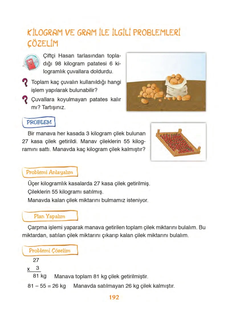 3. Sınıf Matematik Ders Kitabı Cevapları Ada Yayınları Sayfa 192
