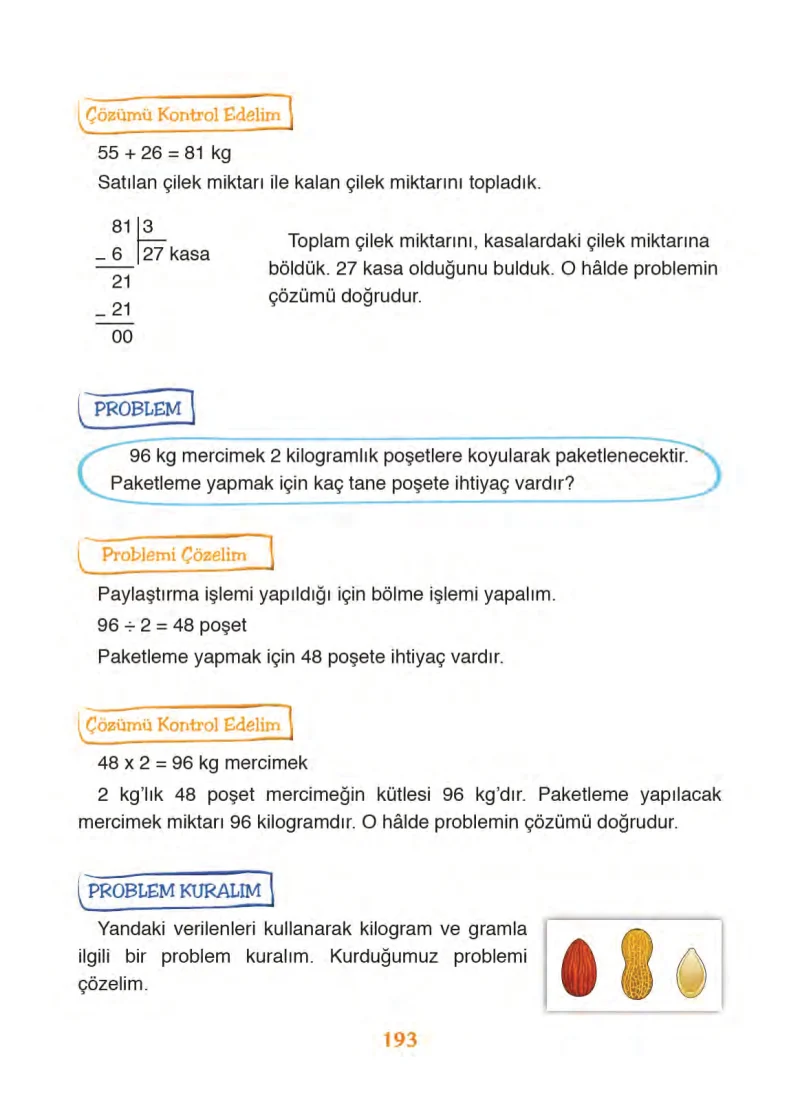 3. Sınıf Matematik Ders Kitabı Cevapları Ada Yayınları Sayfa 193