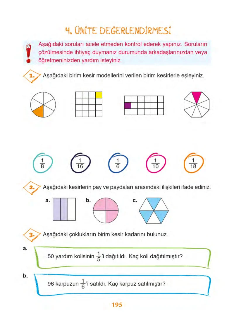 3. Sınıf Matematik Ders Kitabı Cevapları Ada Yayınları Sayfa 195