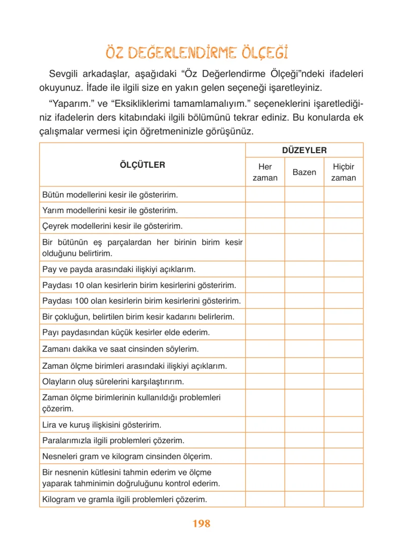 3. Sınıf Matematik Ders Kitabı Cevapları Ada Yayınları Sayfa 198