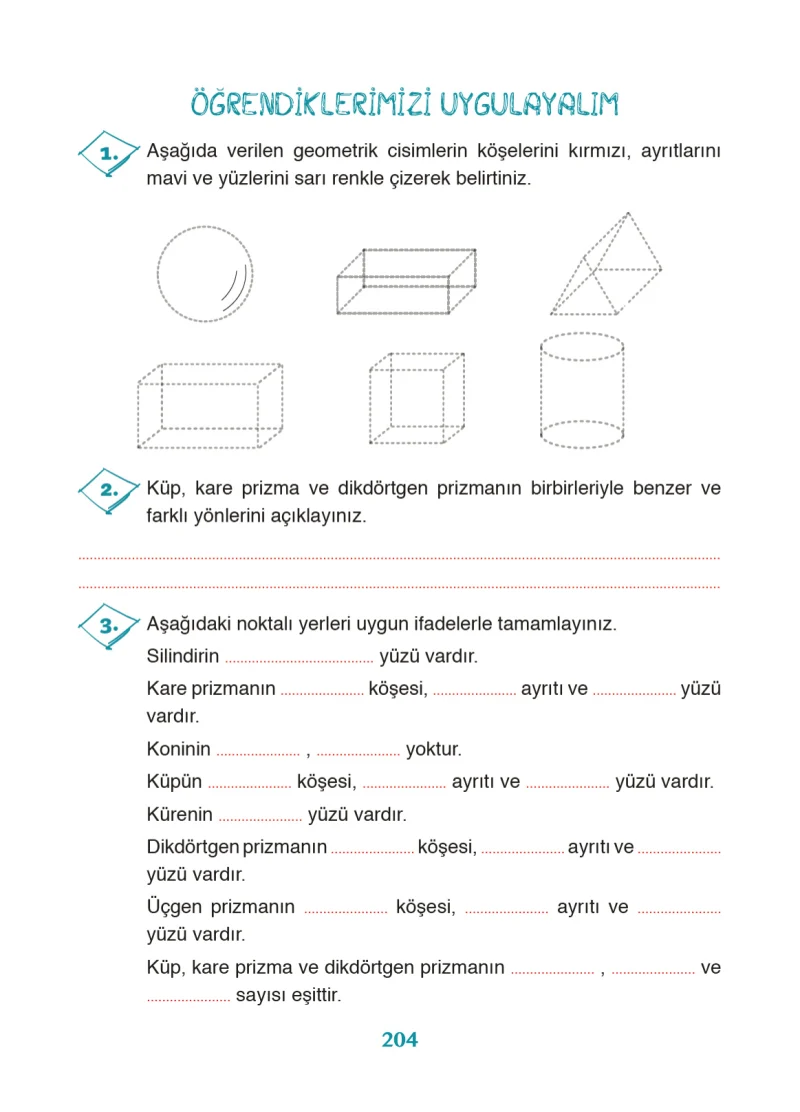 3. Sınıf Matematik Ders Kitabı Cevapları Ada Yayınları Sayfa 204
