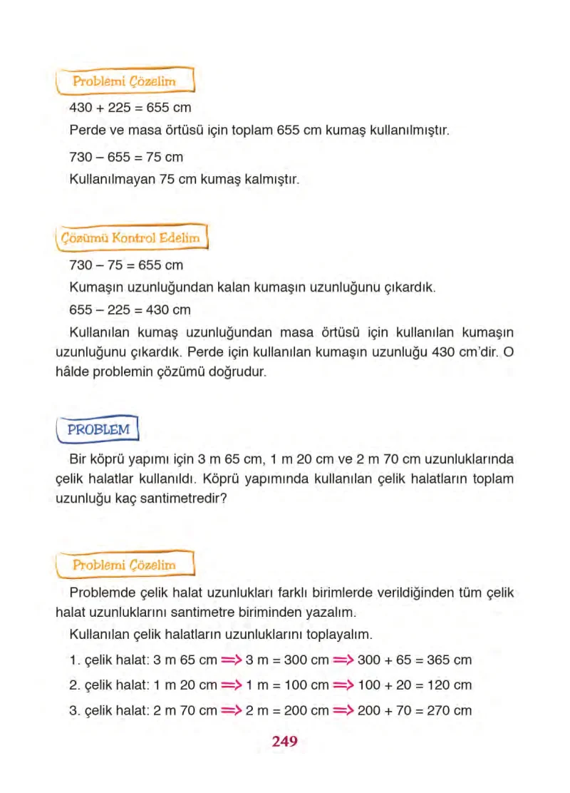 3. Sınıf Matematik Ders Kitabı Cevapları Ada Yayınları Sayfa 249