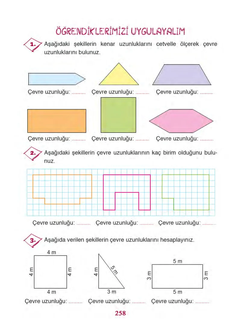 3. Sınıf Matematik Ders Kitabı Cevapları Ada Yayınları Sayfa 258