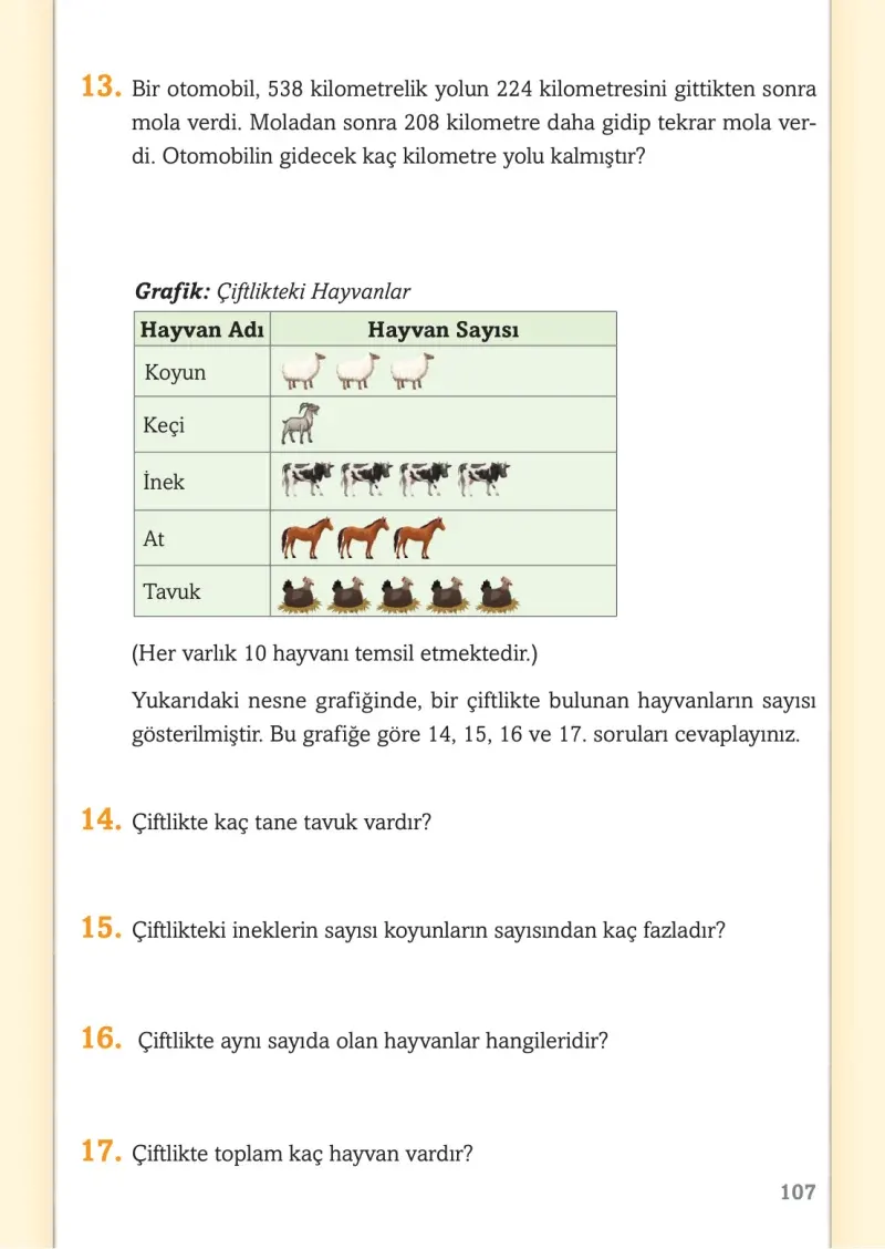 3. Sınıf Matematik Ders Kitabı Cevapları Ekoyay Yayınları Sayfa 107