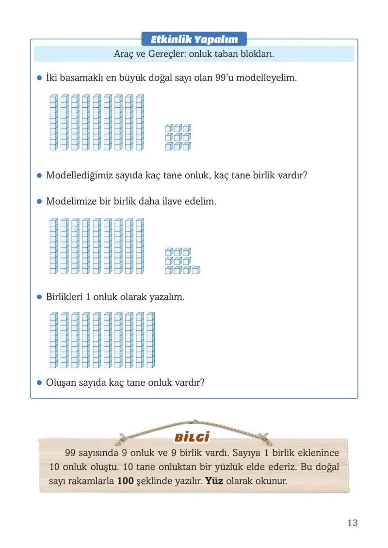 3. Sınıf Matematik Ders Kitabı Cevapları Ekoyay Yayınları Sayfa 13