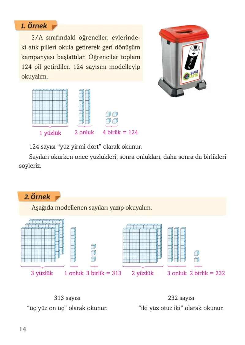 3. Sınıf Matematik Ders Kitabı Cevapları Ekoyay Yayınları Sayfa 14