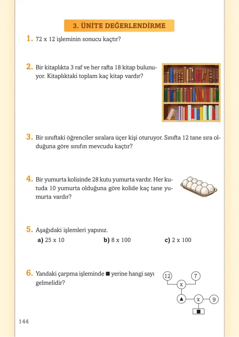 3. Sınıf Matematik Ders Kitabı Cevapları Ekoyay Yayınları Sayfa 144