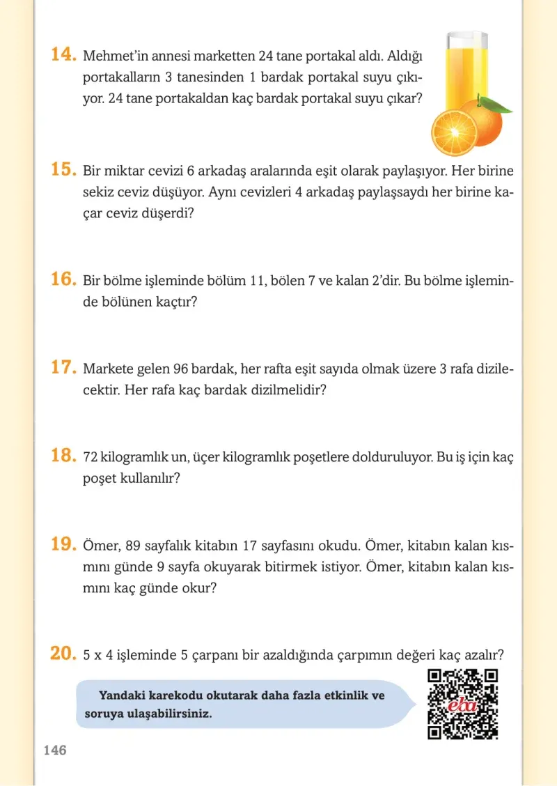 3. Sınıf Matematik Ders Kitabı Cevapları Ekoyay Yayınları Sayfa 146