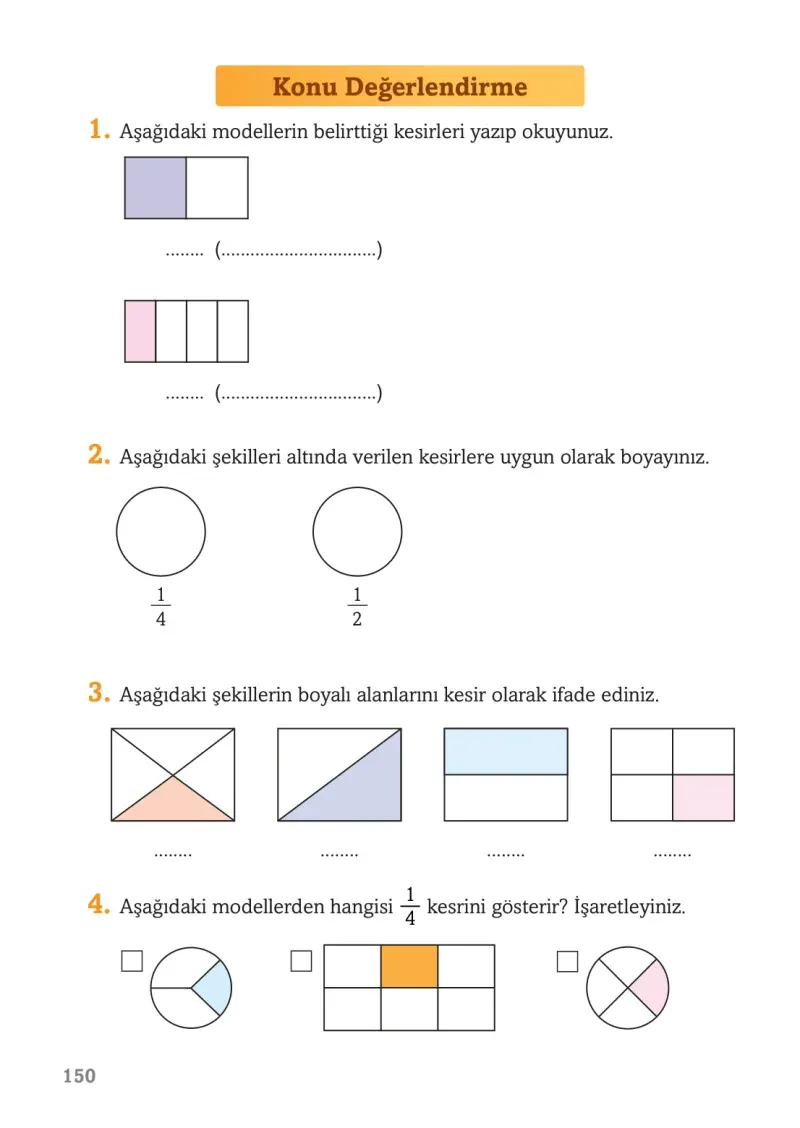 3. Sınıf Matematik Ders Kitabı Cevapları Ekoyay Yayınları Sayfa 150